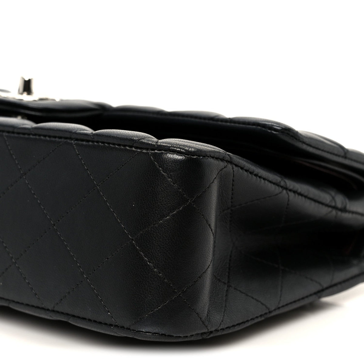 Lambskin Quilted Medium Double Flap Black