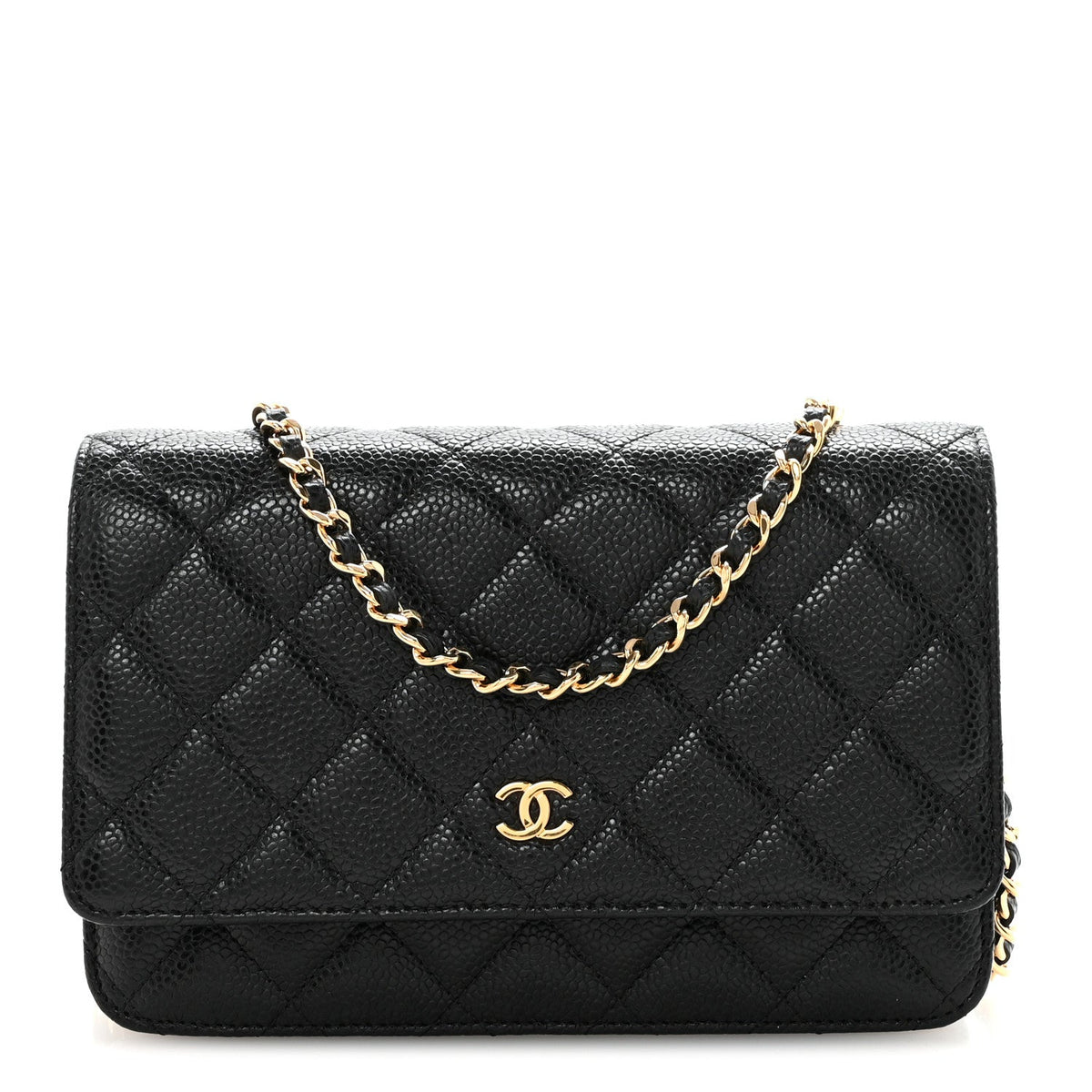 Caviar Quilted Wallet on Chain WOC Black