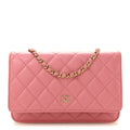 Caviar Quilted Wallet on Chain WOC Pink