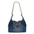 Washed Denim Quilted Small Chanel 25 Handbag Blue