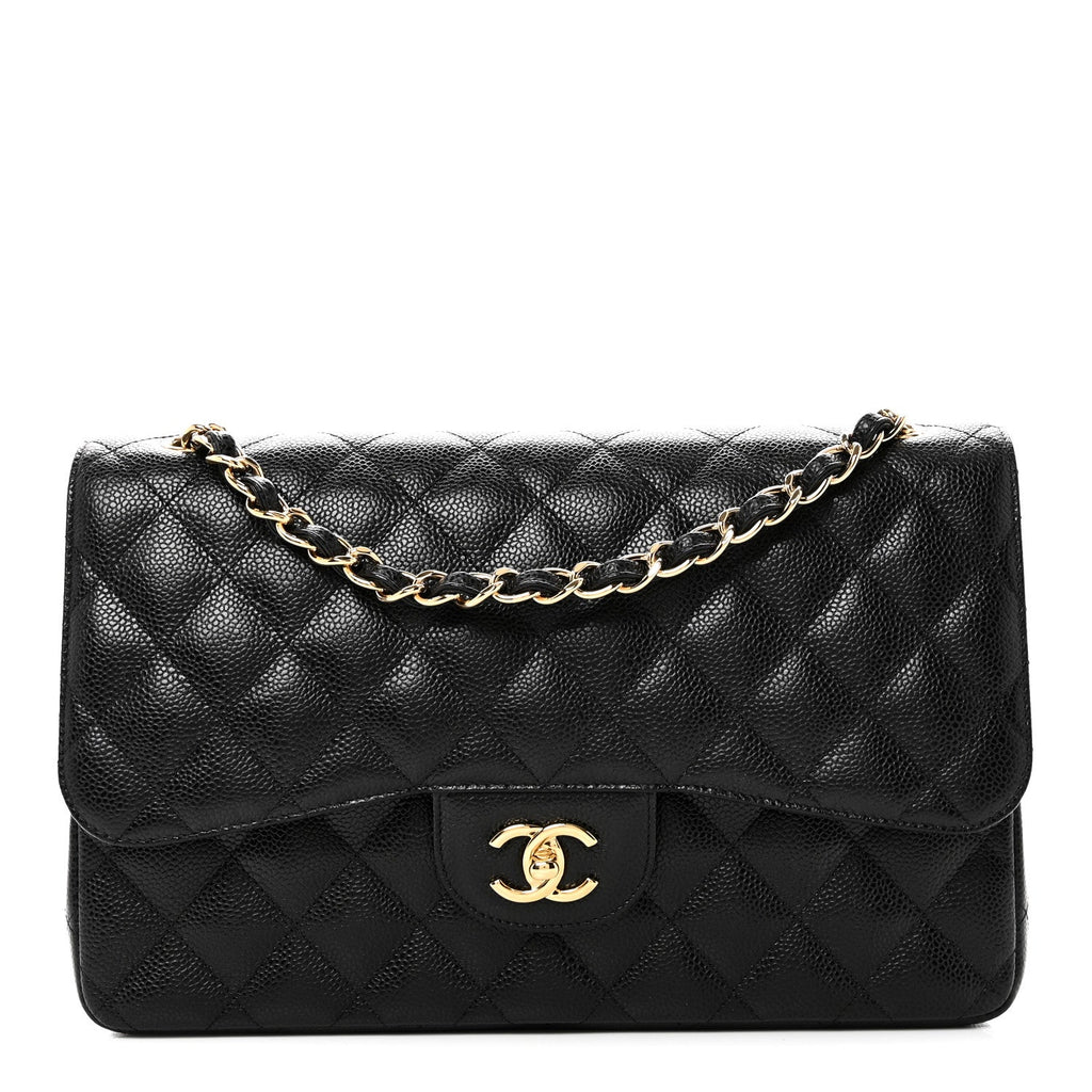 Caviar Quilted Jumbo Double Flap Black