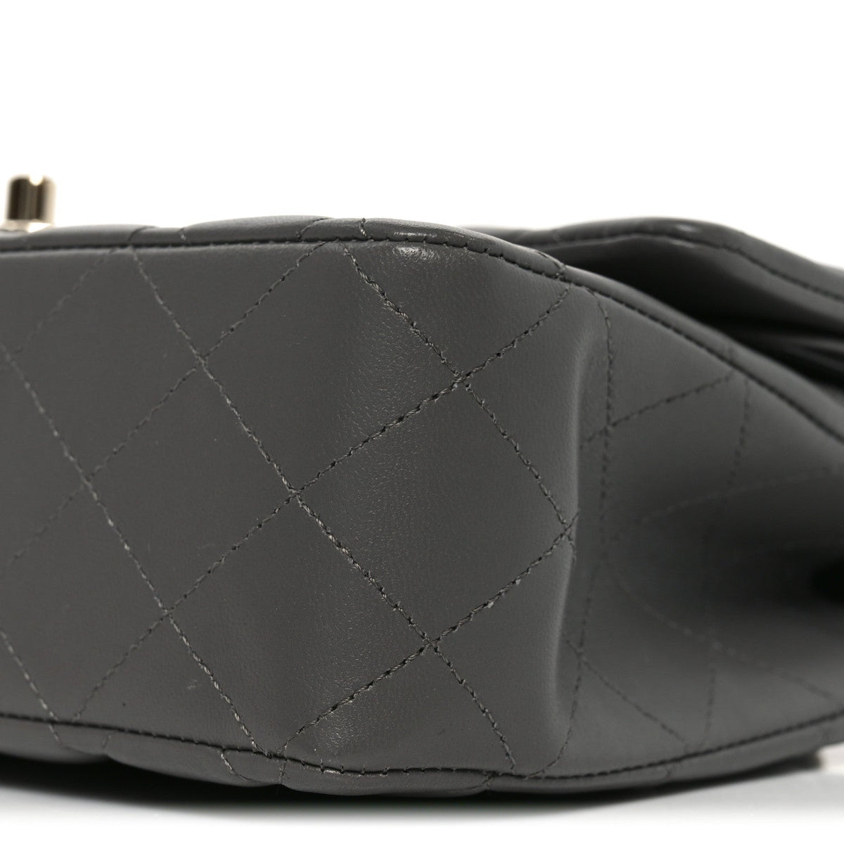 Lambskin Quilted Medium Double Flap Grey