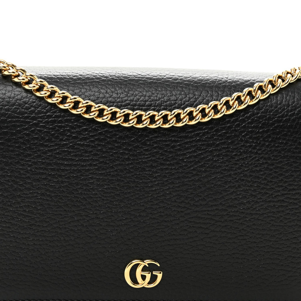 Calfskin Mini GG Marmont Chain Wallet Black