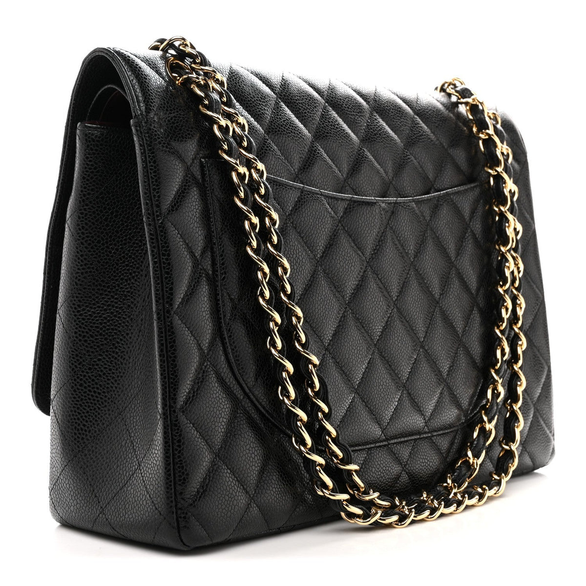 Caviar Quilted Maxi Double Flap Black