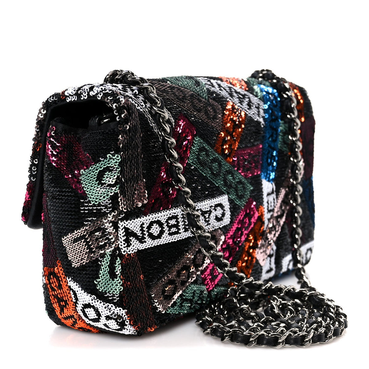 Sequin Logo Small Flap Ruthenium Multicolor