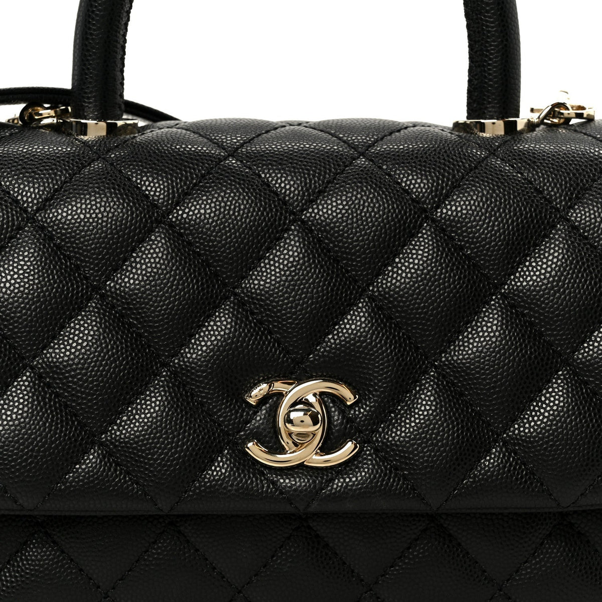 Caviar Quilted Mini Coco Handle Flap Black