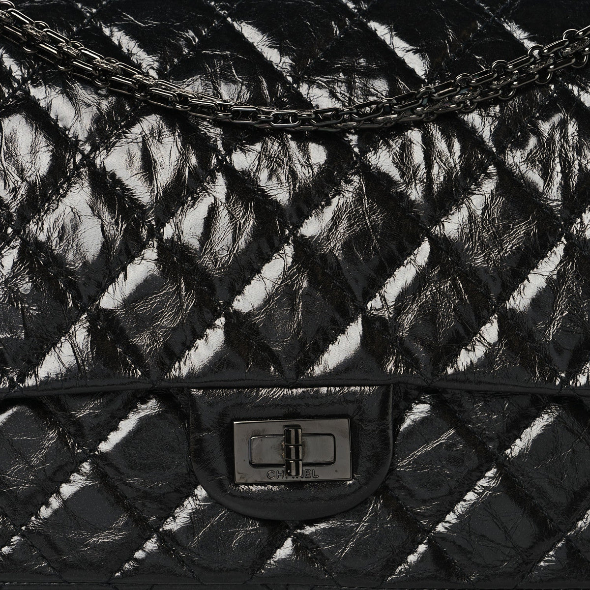 Glazed Calfskin Quilted 2.55 Reissue 226 Flap So Black