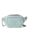 Caviar Quilted Filigree Waist Bag Light Blue