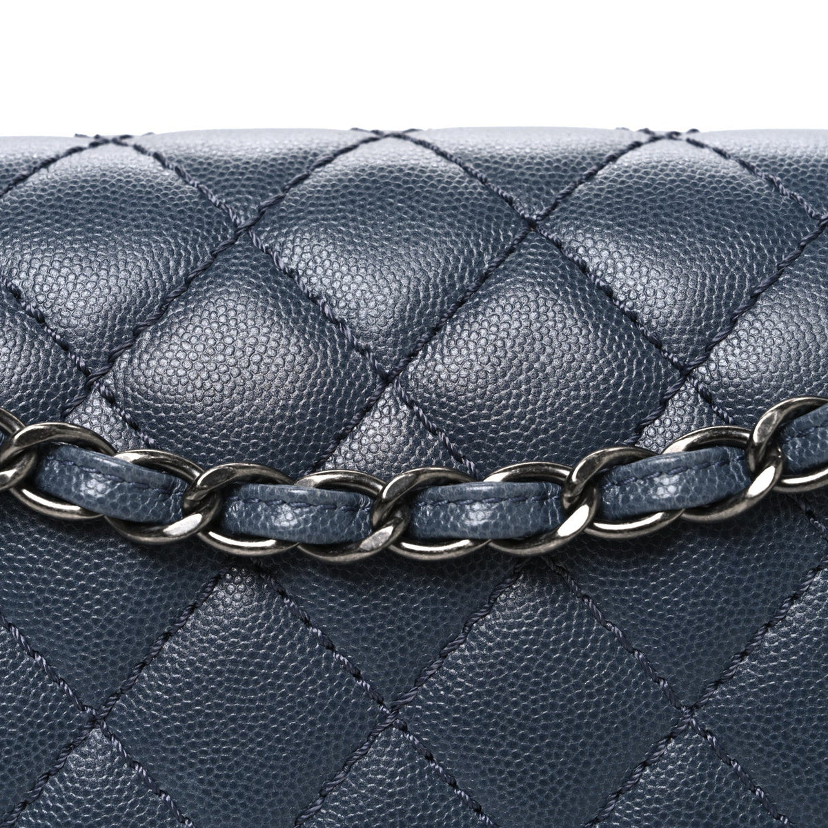Caviar Quilted Jumbo Double Flap Dark Grey