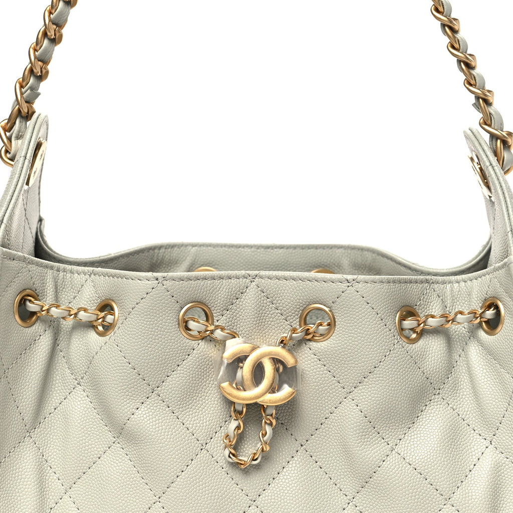 Caviar Quilted Mini Chanel 25 Handbag Light Green