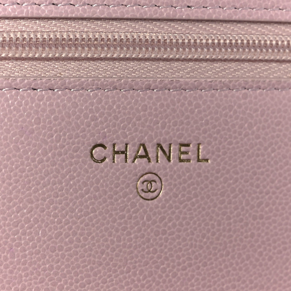 Caviar Quilted Studded CC Wallet on Chain WOC Light Pink
