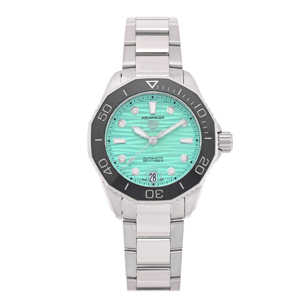 Stainless Steel Diamond 36mm Aquaracer 300M Automatic Watch Green WBP231K
