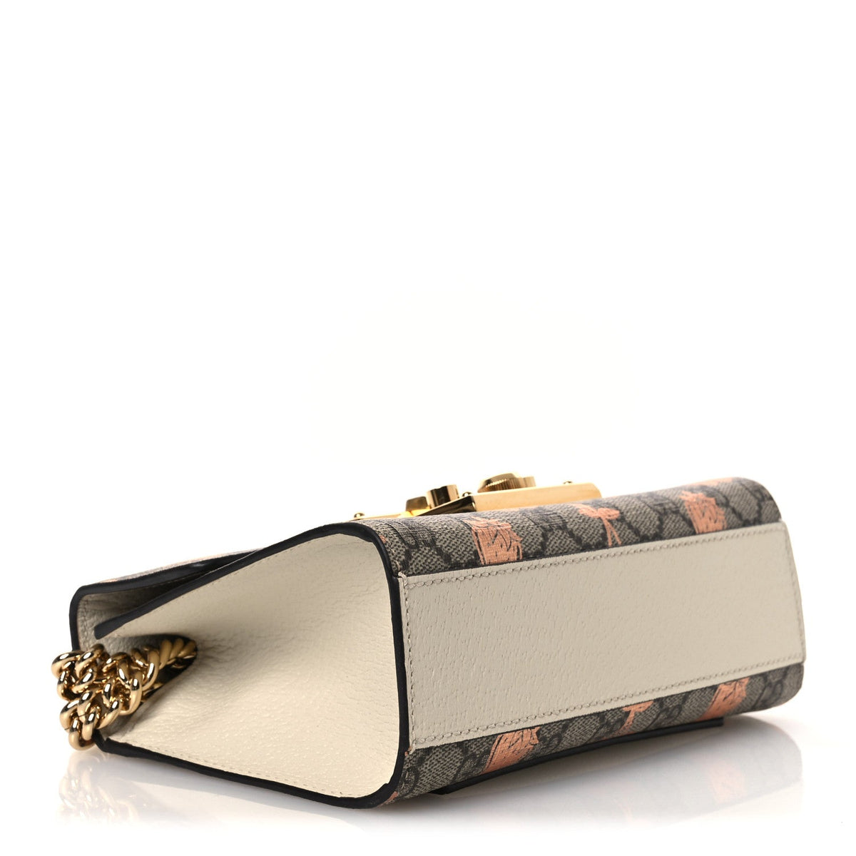 GG Supreme Monogram Berry Textured Dollar Calfskin Small Padlock Shoulder Bag Beige Ebony Light Copper Mystic White