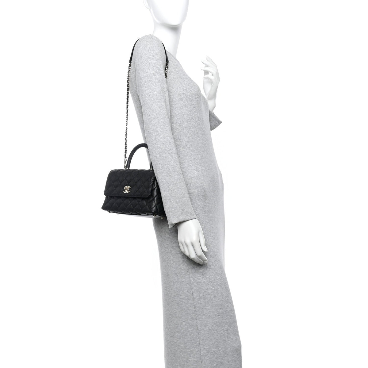 Caviar Quilted Mini Coco Handle Flap Black