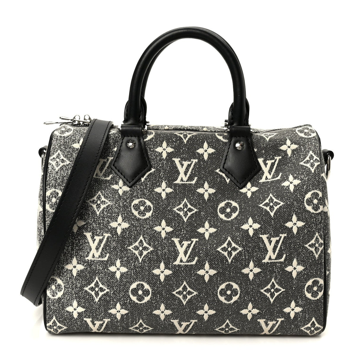 Denim Monogram Jacquard Speedy Bandouliere 25 Black