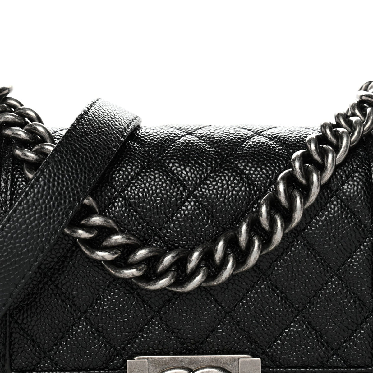 Caviar Quilted Small Boy Flap Black
