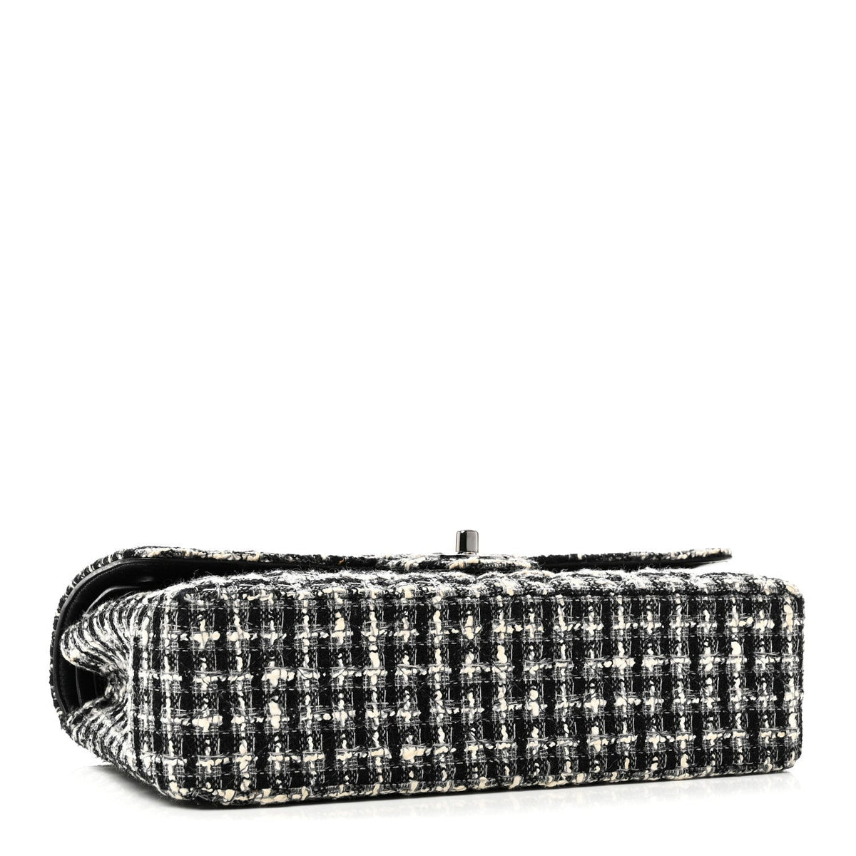 Tweed Quilted Medium Double Flap Black