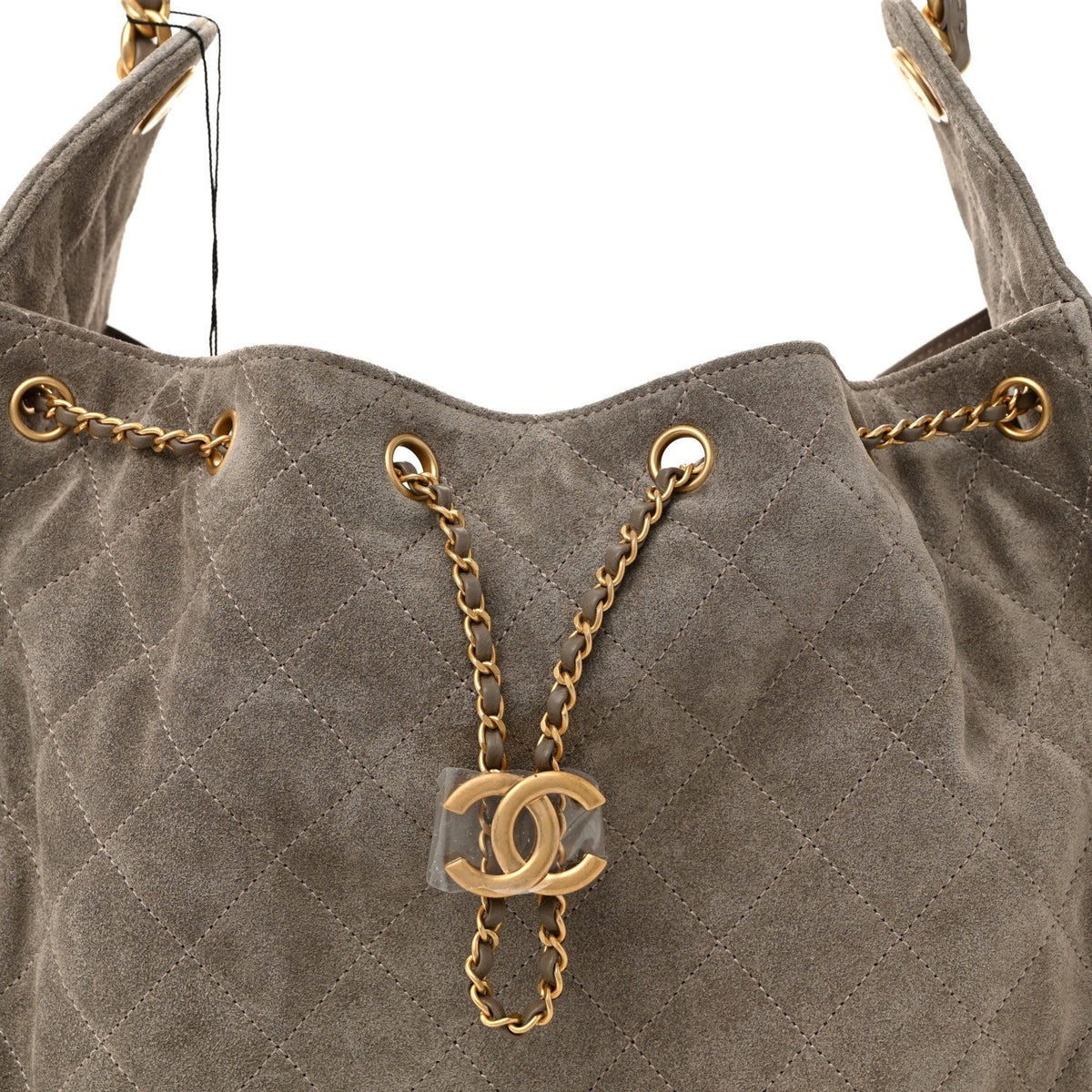 Suede Quilted Medium Chanel 25 Handbag Grey