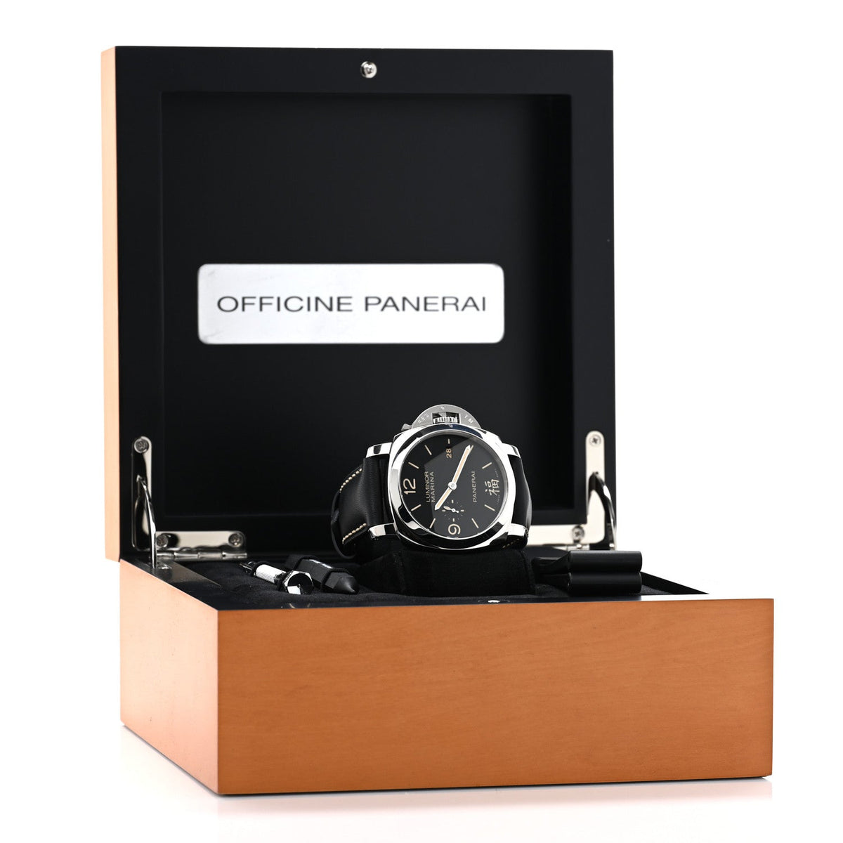 Stainless Steel Calfskin 44mm Luminor 1950 Fu Automatic Watch Black PAM00498