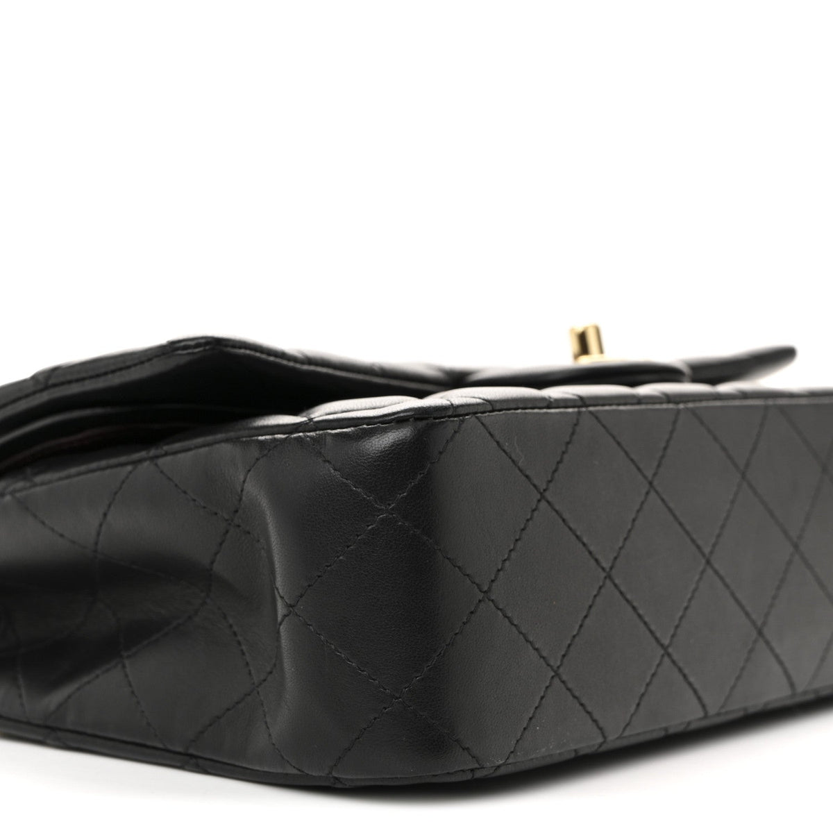 Lambskin Quilted Medium Double Flap Black