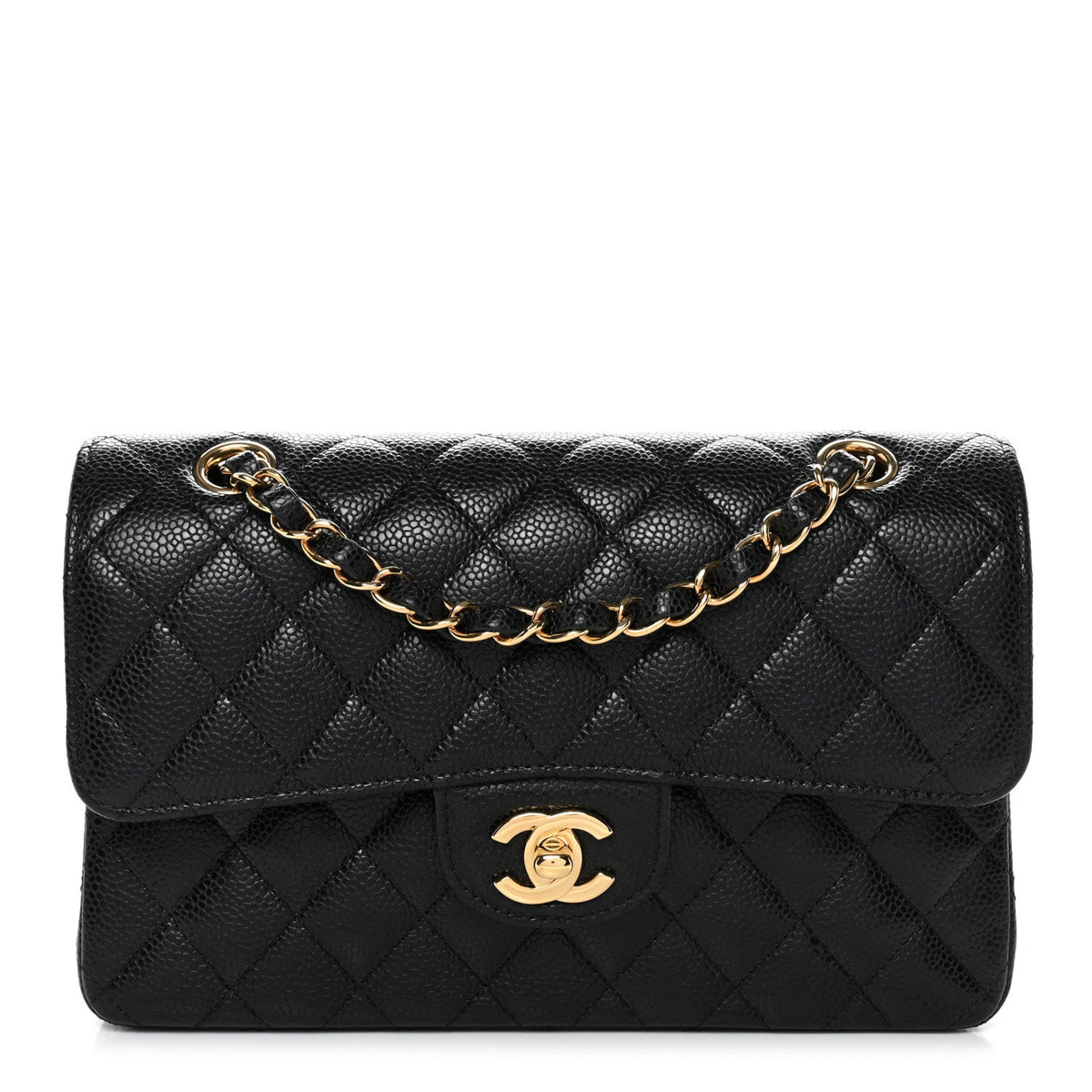 Caviar Quilted Small Double Flap Black