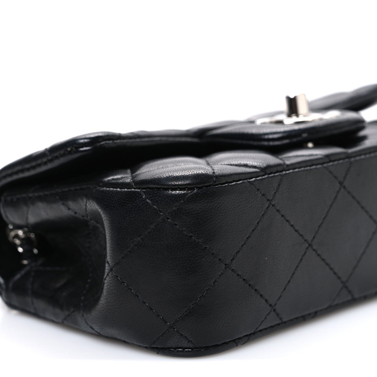 Lambskin Quilted Extra Mini Rectangular Flap Black