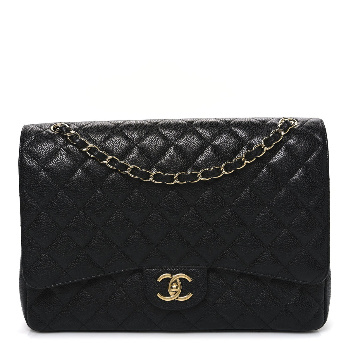 Caviar Quilted Maxi Double Flap Black