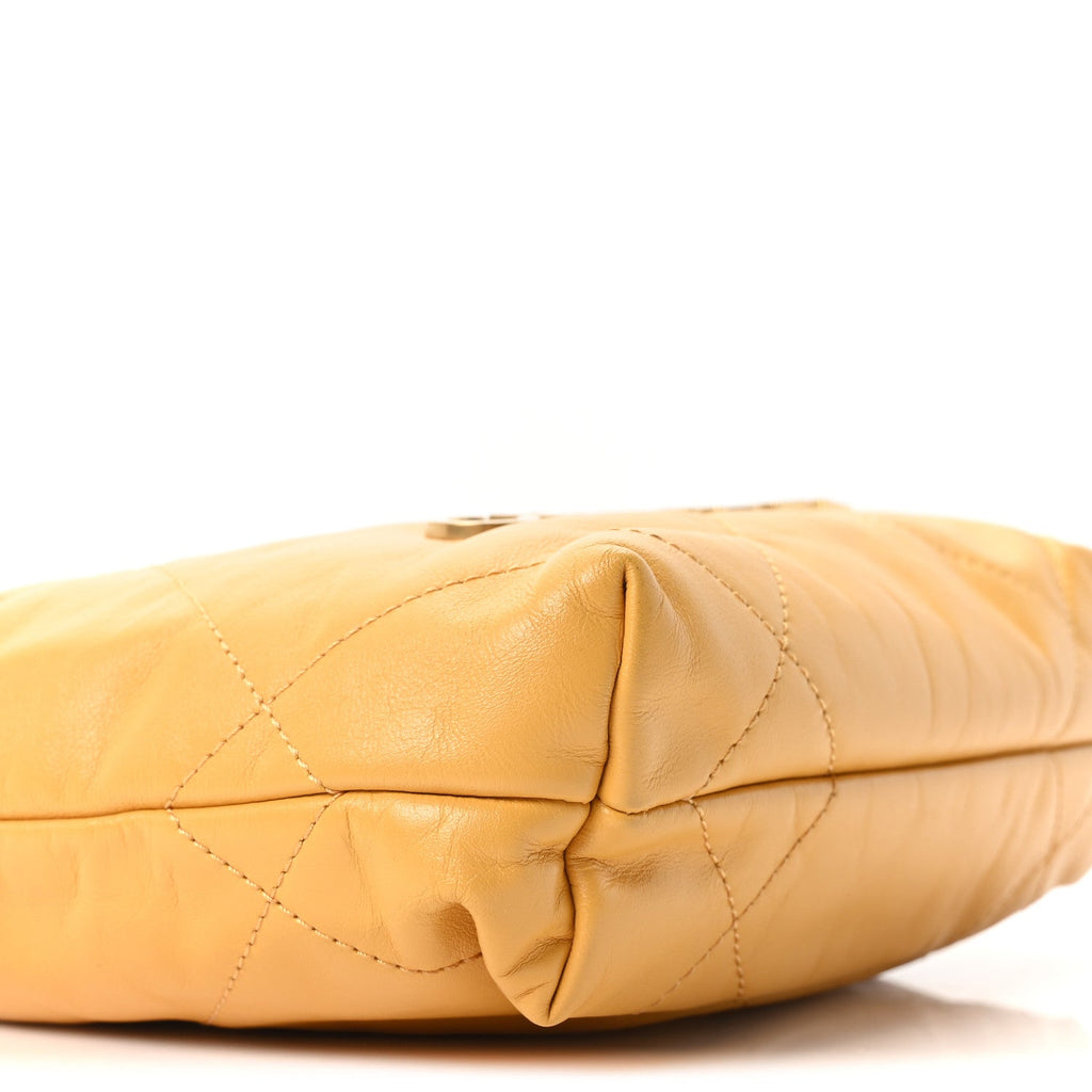 Shiny Calfskin Quilted Mini Chanel 22 Yellow