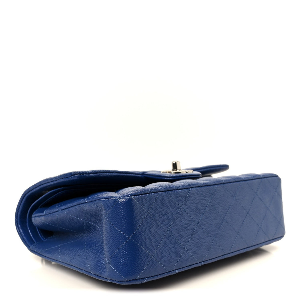Caviar Quilted Small Double Flap Blue