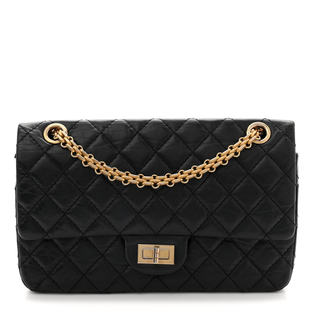 Aged Calfskin Quilted 2.55 Reissue 225 Flap Black