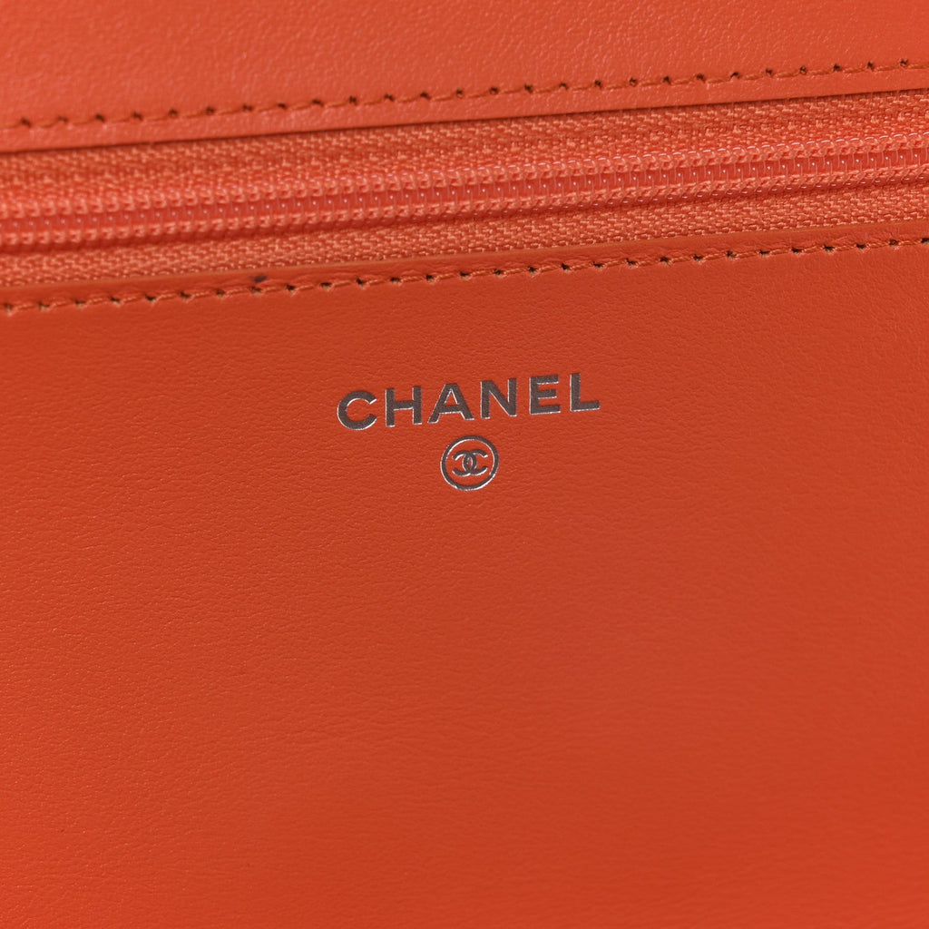 Caviar Quilted Boy Wallet On Chain WOC Orange