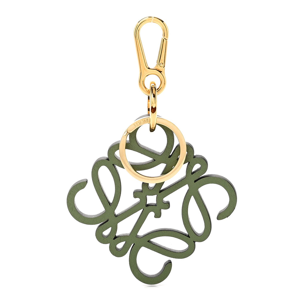 Calfskin Anagram Bag Charm Key Holder Avocado