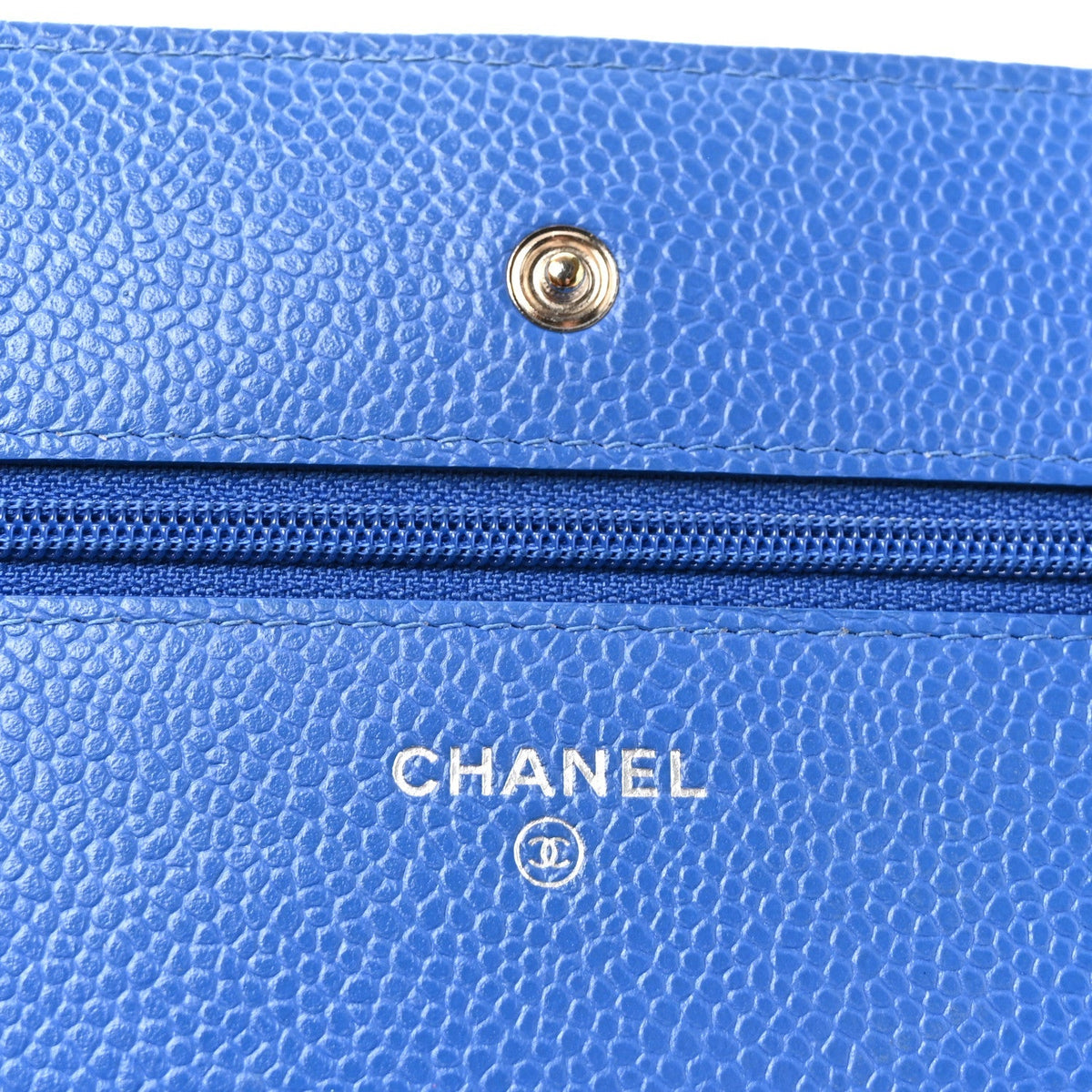 Caviar Quilted Wallet on Chain WOC Blue