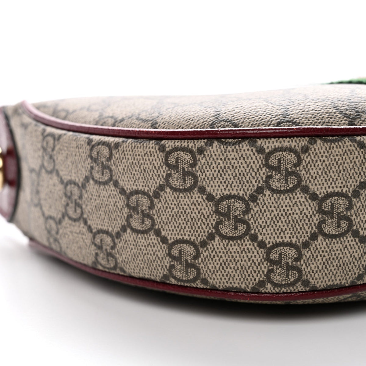 GG Supreme Monogram Textured Dollar Calfskin Small Ophidia Shoulder Bag Beige Bordeaux