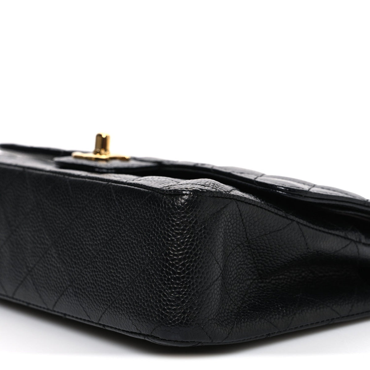 Caviar Quilted Medium Double Flap Black