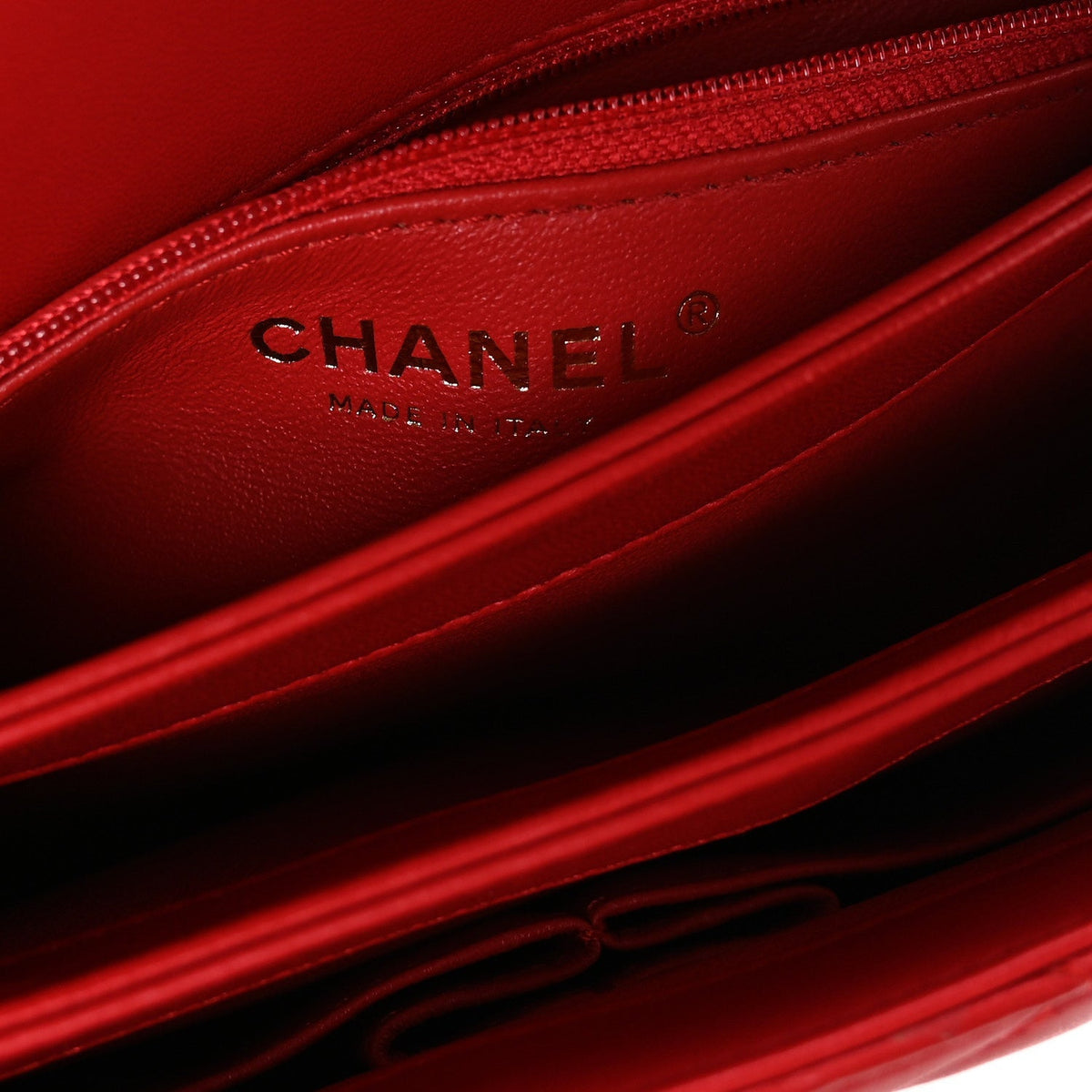 Lambskin Quilted Small Trendy CC Flap Dual Handle Bag Red