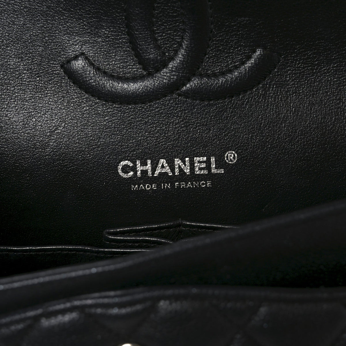 Iridescent Caviar Quilted Medium Double Flap Black