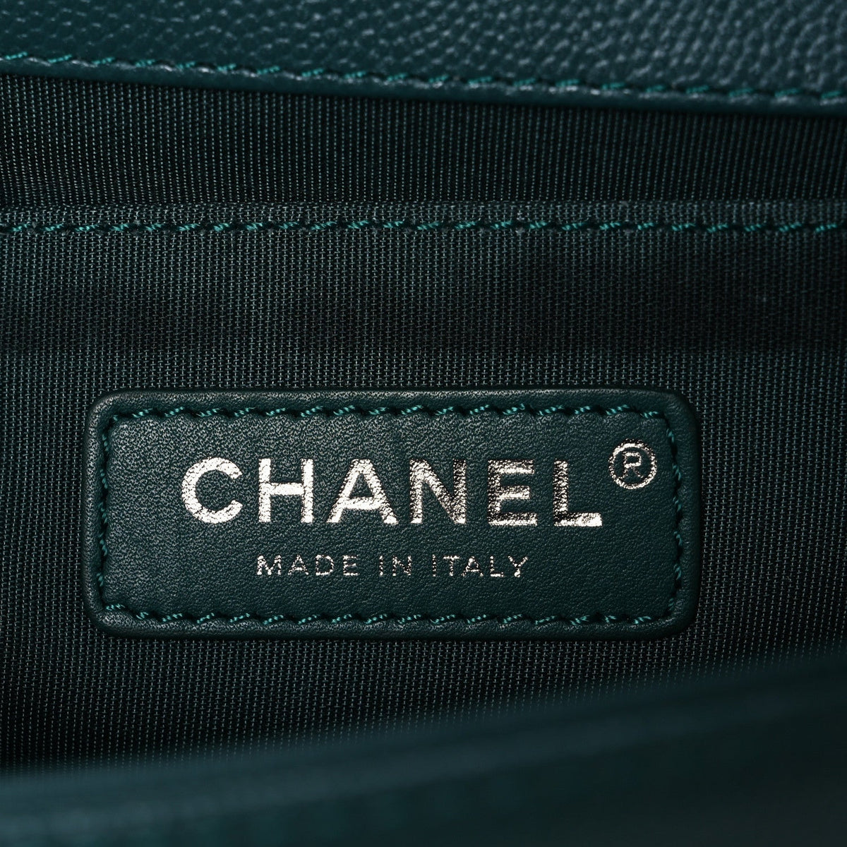 Caviar Chevron Quilted Medium Boy Flap Green