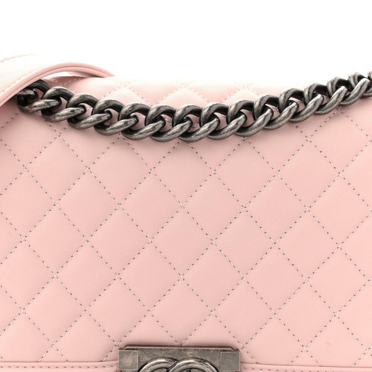 Calfskin Quilted Medium Boy Flap Light Pink