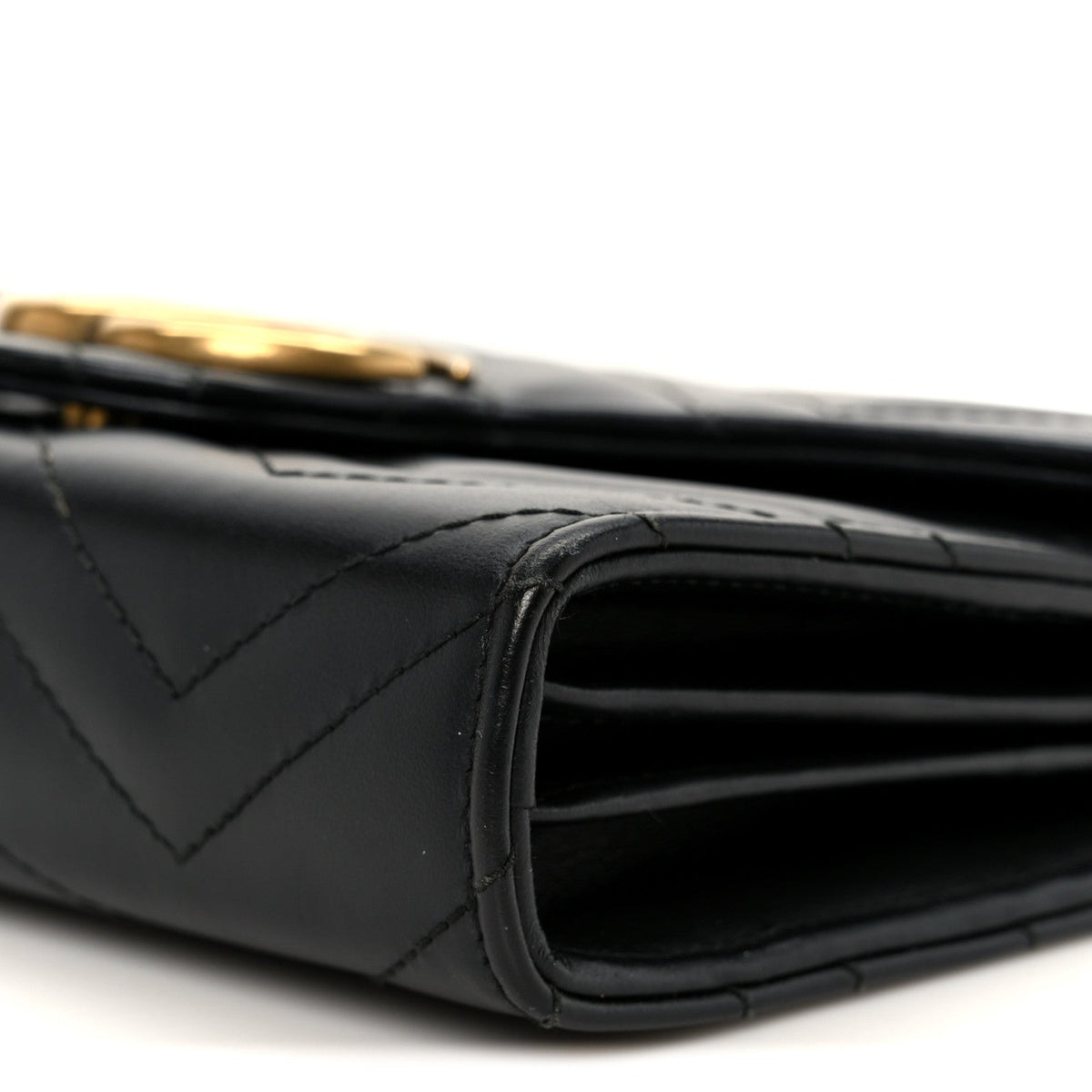 Calfskin Matelasse GG Marmont Chain Wallet Black