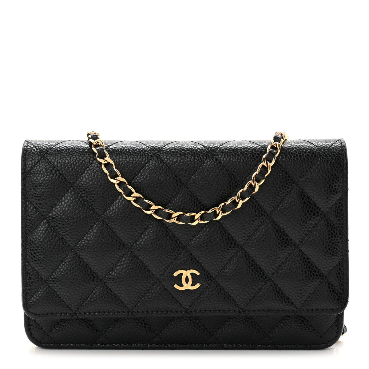 Caviar Quilted Wallet on Chain WOC Black