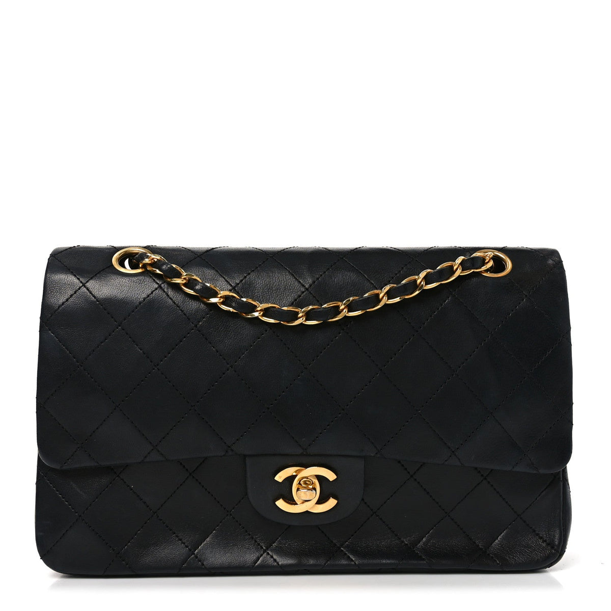 Lambskin Quilted Small Double Flap Black