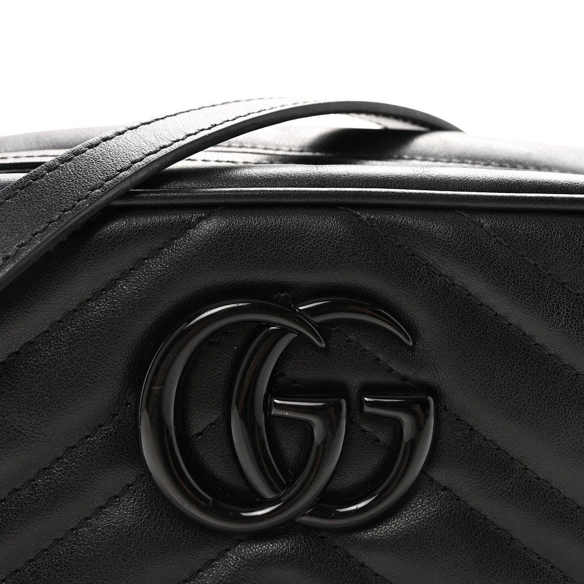 Calfskin Matelasse Monochrome Small GG Marmont Chain Shoulder Bag Black