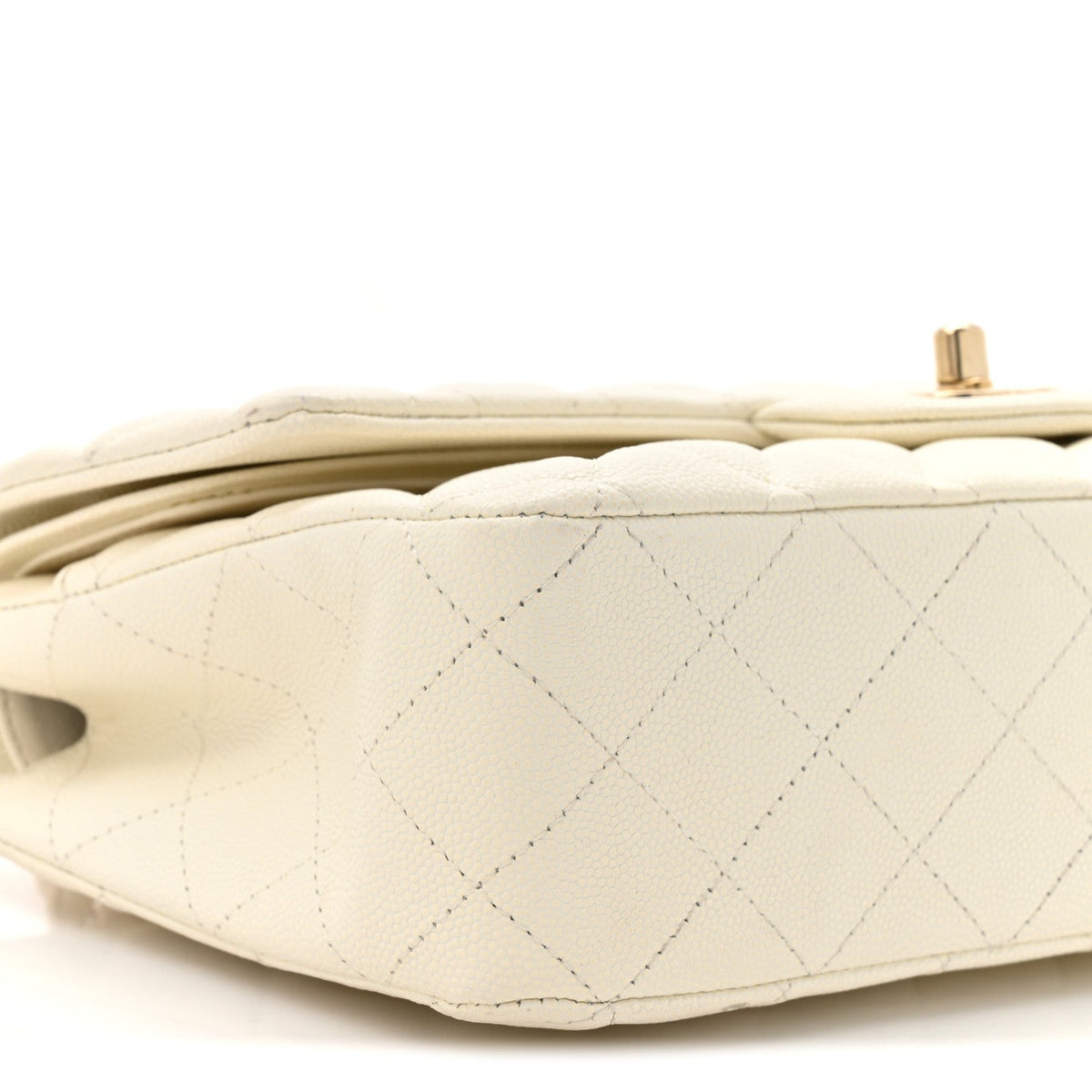 Caviar Quilted Medium Double Flap White