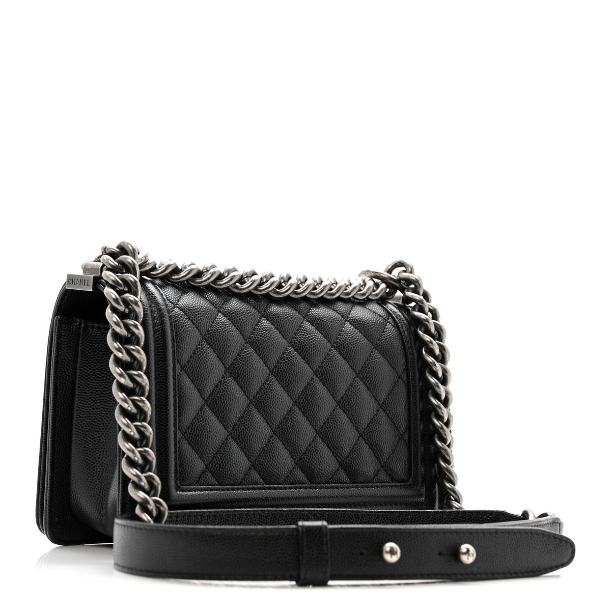 Caviar Quilted Small Boy Flap Black