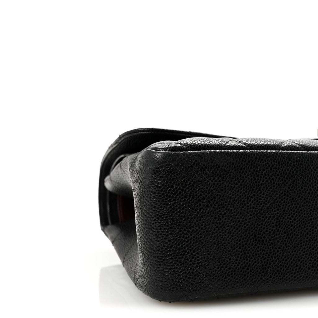 Caviar Quilted Jumbo Double Flap Black