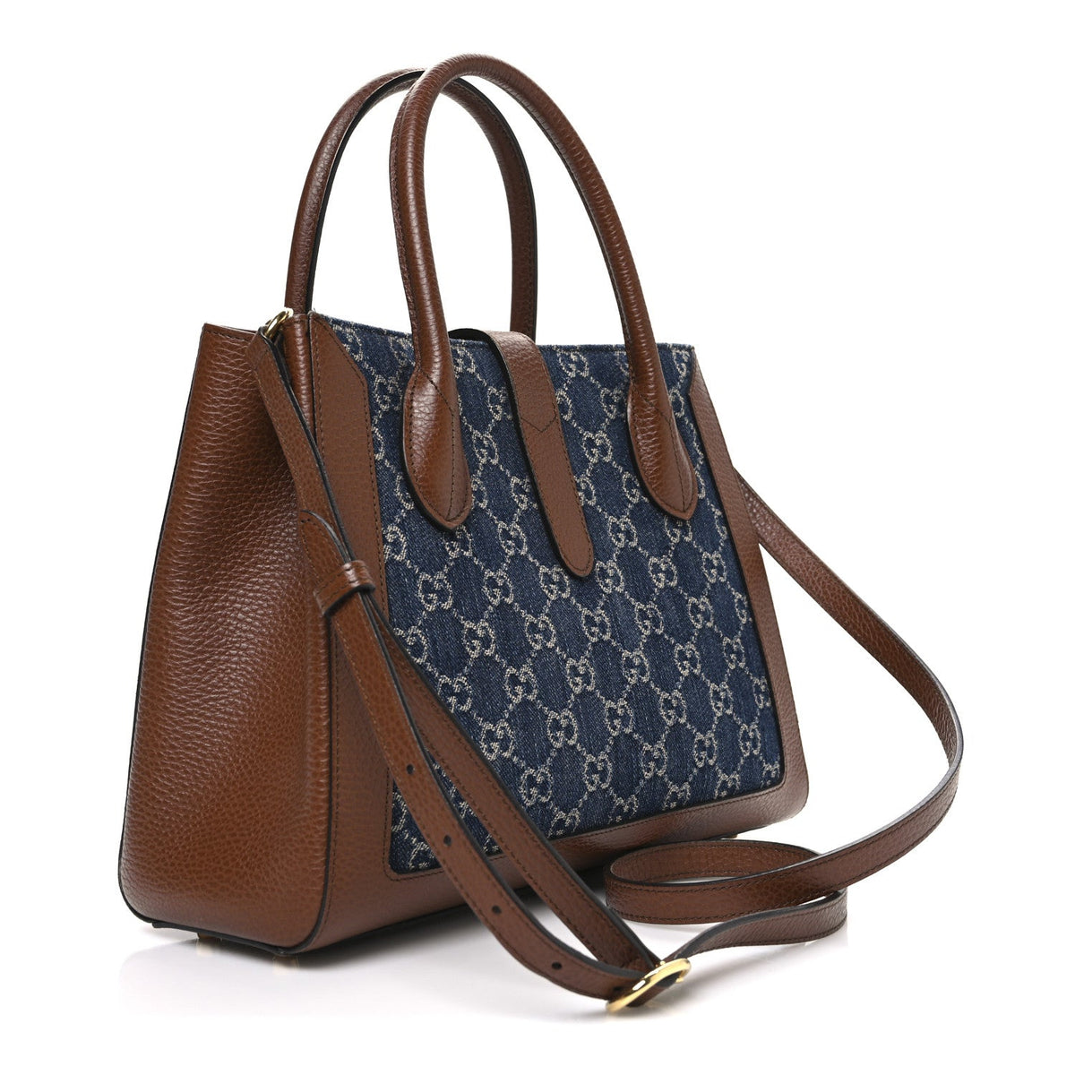 New Denim GG Monogram Dollar Calfskin Medium Jackie 1961 Tote Blue Tea Cuir Epilog