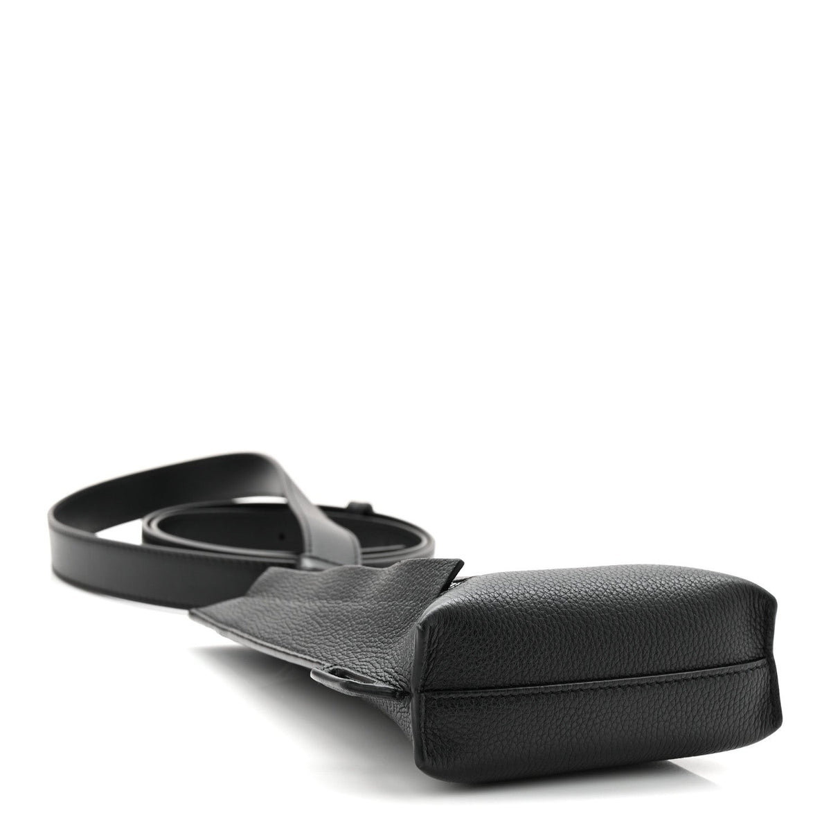 Soft Grained Calfskin Vertical T-Pocket Crossbody Bag Black