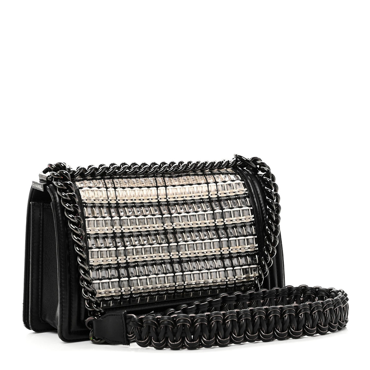 PVC Thread Woven Medium Boy Flap Black