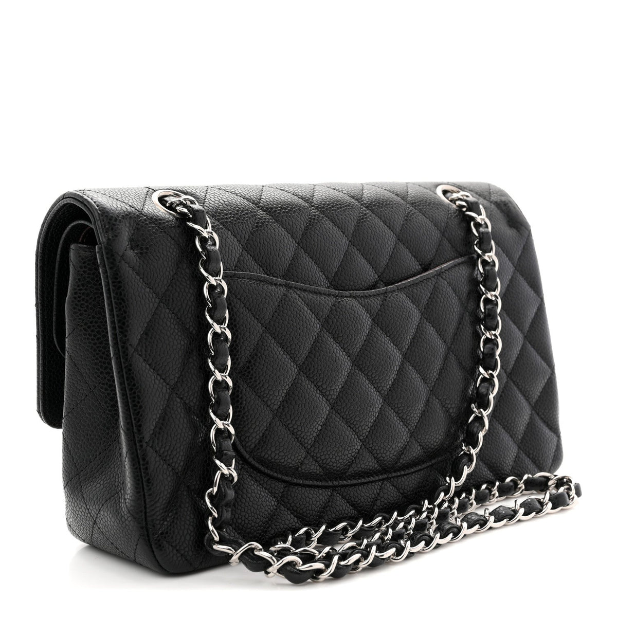 Caviar Quilted Medium Double Flap Black